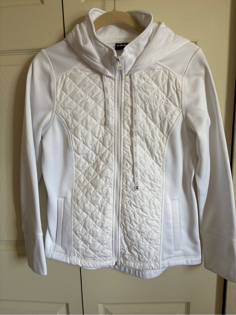 FILA Women's White Quilted Hooded Jacket